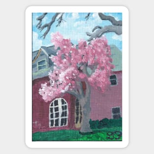 Jackson Heights Cherry Blossoms Painting Sticker